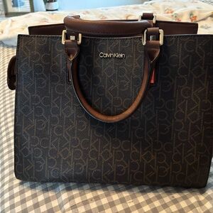 Calvin Klein Dark Brown Signature Handbag